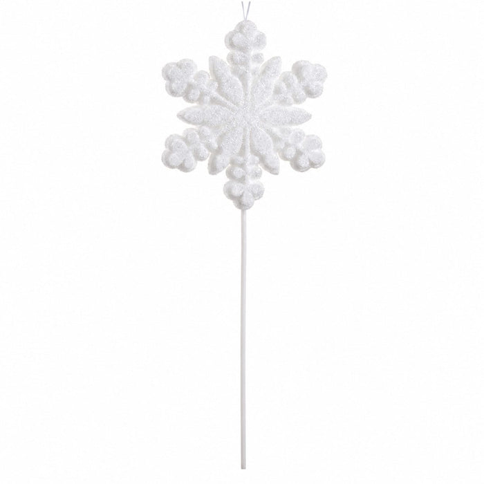 36" Snowflake Stem Pick -White (Pack of 4) - XAQ056-WH