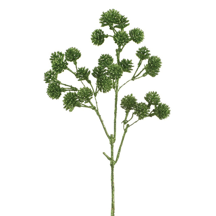 17" Glittered Artificial Thistle Flower Stem -Green (Pack of 24) - XAQ057-GR