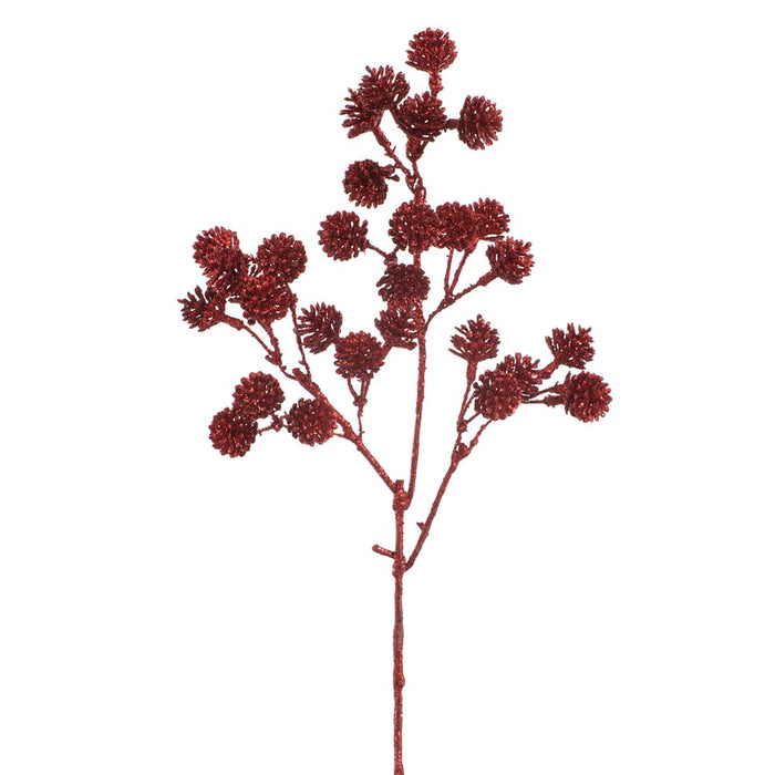 17" Glittered Artificial Thistle Flower Stem -Red (Pack of 24) - XAQ057-RE