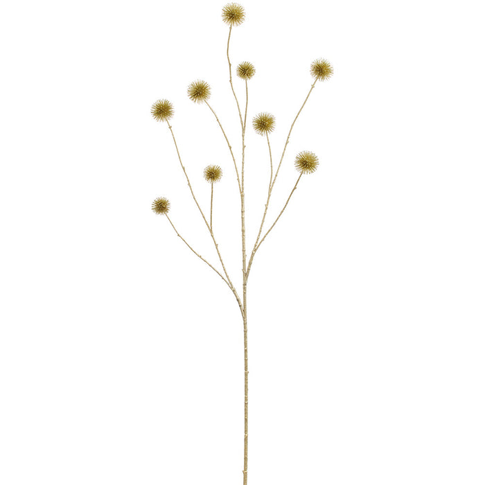 49" Glittered Metallic Artificial Globe Thistle Flower Stem -Champagne (Pack of 6) - XAQ081-CN