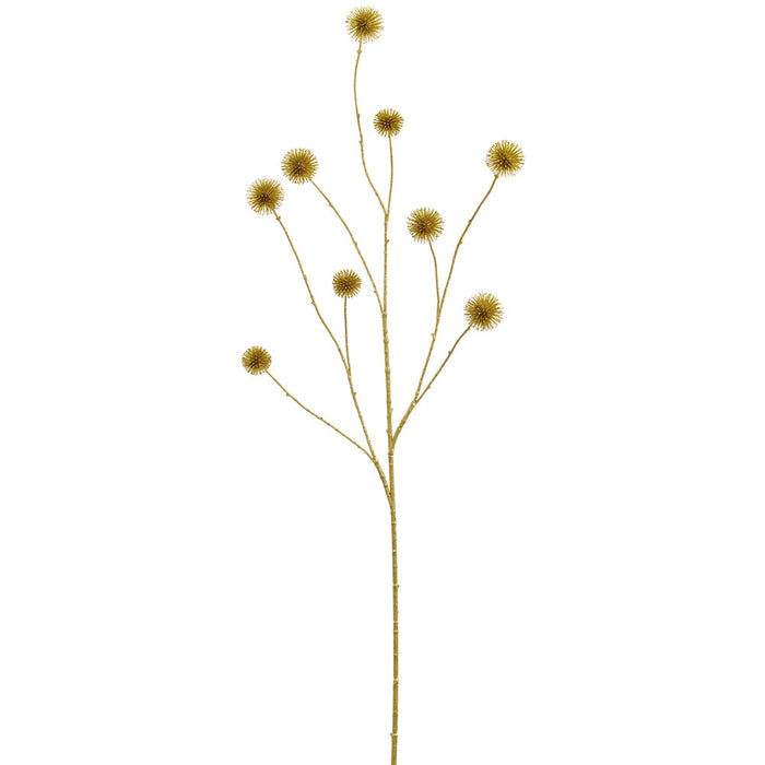 49" Glittered Metallic Artificial Globe Thistle Flower Stem -Gold (Pack of 6) - XAQ081-GO