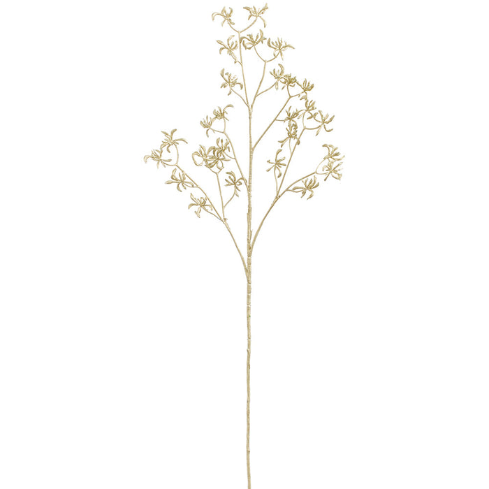 35" Glittered Metallic Artificial Kangaroo Paw Flower Stem -Champagne (Pack of 12) - XAQ083-CN