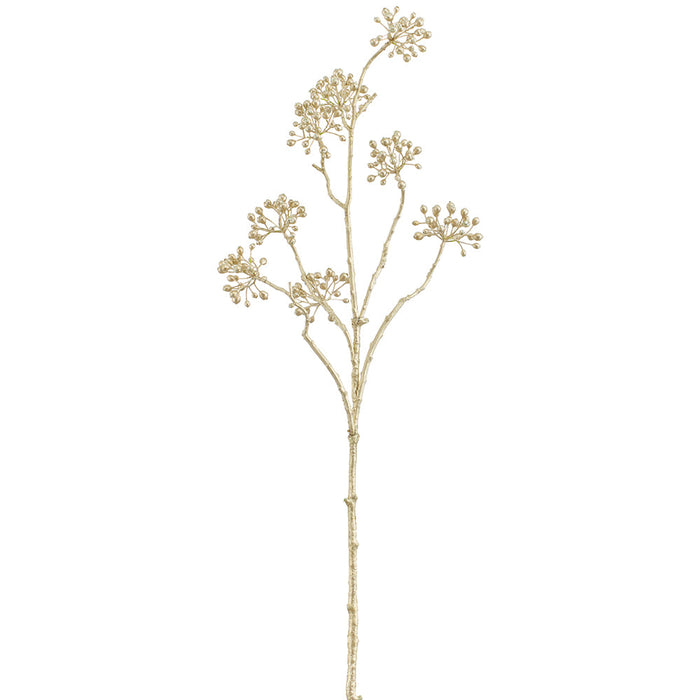 33" Glittered Metallic Berry Artificial Stem -Champagne (Pack of 12) - XAQ084-CN