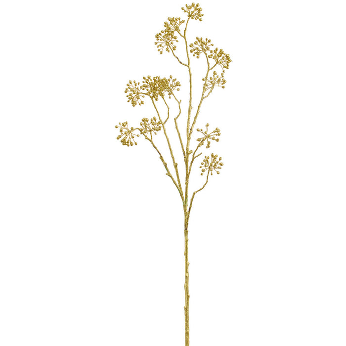 43" Glittered Metallic Berry Artificial Stem -Gold (Pack of 6) - XAQ085-GO
