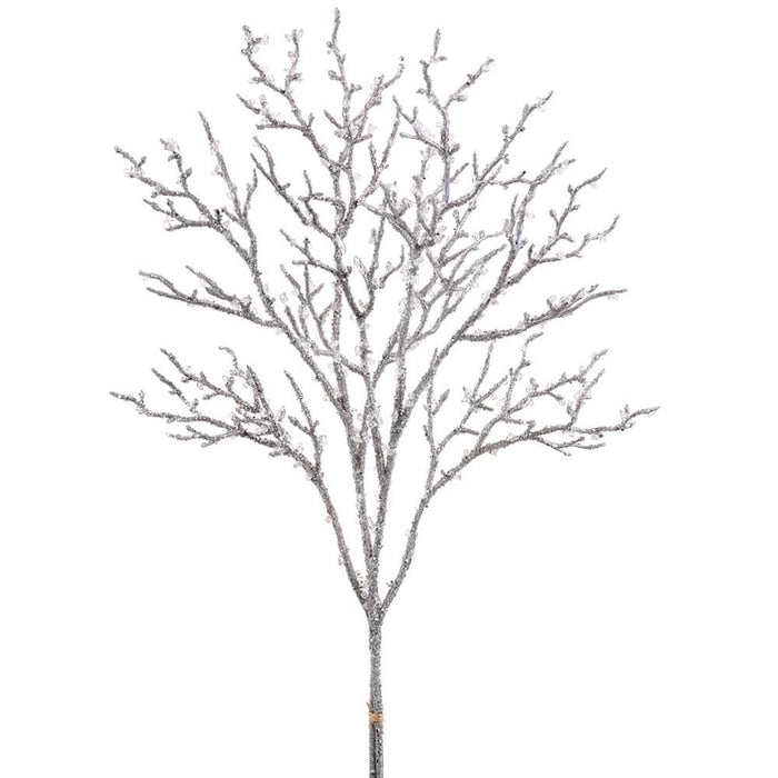 37.5" Glittered Artificial Twig Stem Bundle -Silver (Pack of 6) - XAQ095-SI