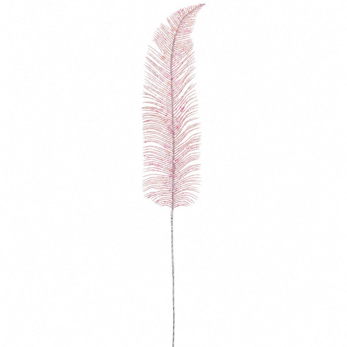 31" Glittered Plastic Feather Artificial Stem -Pink (Pack of 12) - XAQ096-PK