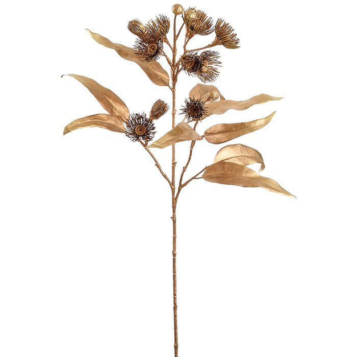 30" Metallic Blooming Eucalyptus Leaf Artificial Stem -Copper (Pack of 12) - XAQ101-CP