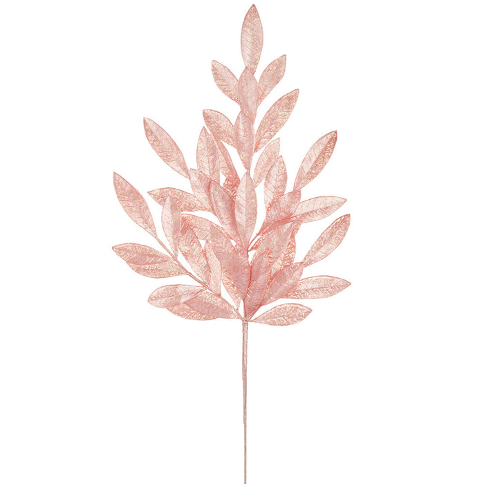 27" Pearlized Artificial Bay Leaf Stem -Pink (Pack of 24) - XAQ116-PK