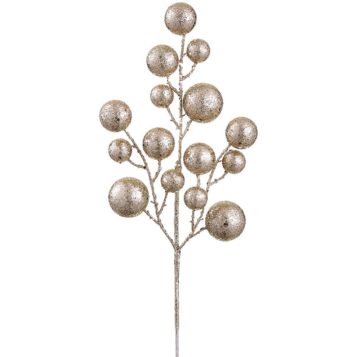 21" Glittered Artificial Ball Stem -Champagne (Pack of 12) - XAQ130-CN