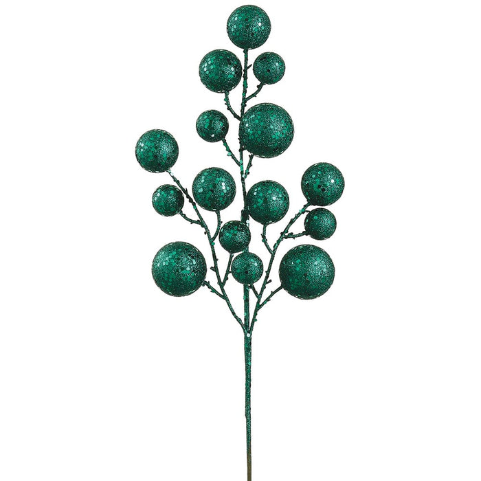 21" Glittered Artificial Ball Stem -Green (Pack of 12) - XAQ130-GR