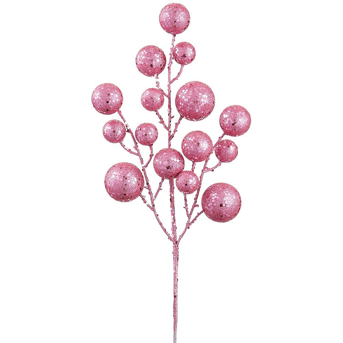 21" Glittered Artificial Ball Stem -Pink (Pack of 12) - XAQ130-PK