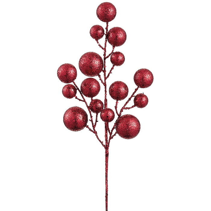 21" Glittered Artificial Ball Stem -Red (Pack of 12) - XAQ130-RE
