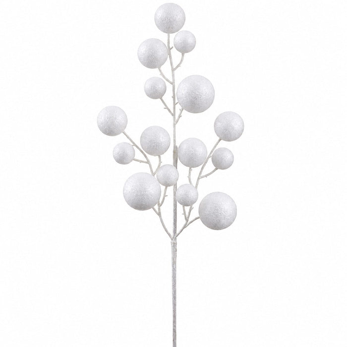 21" Glittered Artificial Ball Stem -White (Pack of 12) - XAQ130-WH
