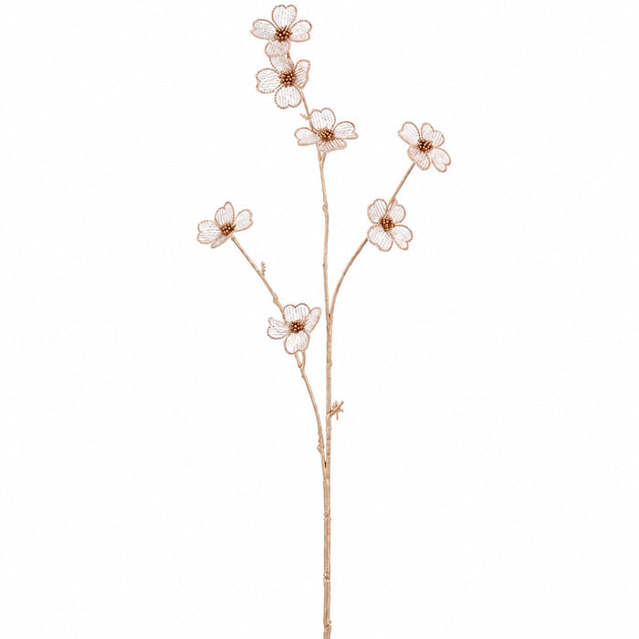 30" Beaded Artificial Blossom Flower Stem -Rose Gold (Pack of 12) - XAQ161-RO/GO