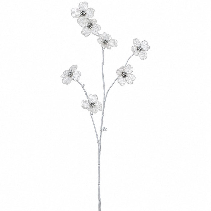 30" Beaded Artificial Blossom Flower Stem -Silver (Pack of 12) - XAQ161-SI