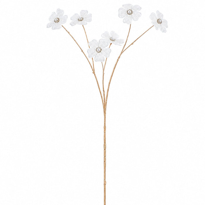 29" Beaded Artificial Blossom Flower Stem -White (Pack of 12) - XAQ167-WH