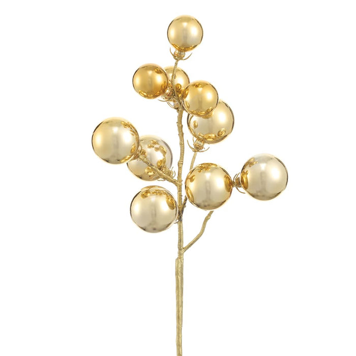 15" Plastic Ball Artificial Stem -Gold (Pack of 12) - XAQ185-GO