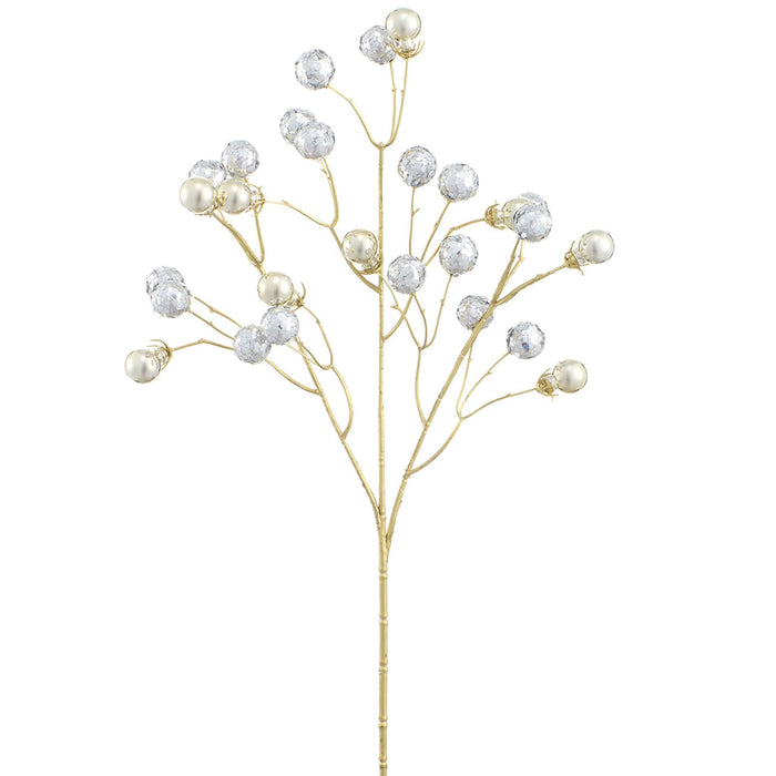 23" Plastic Ball Artificial Stem -Silver (Pack of 12) - XAQ193-SI