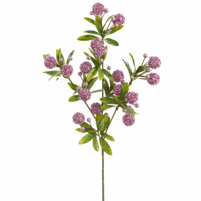 27" Tinsel & Ball Artificial Stem -Pink (Pack of 12) - XAQ199-PK