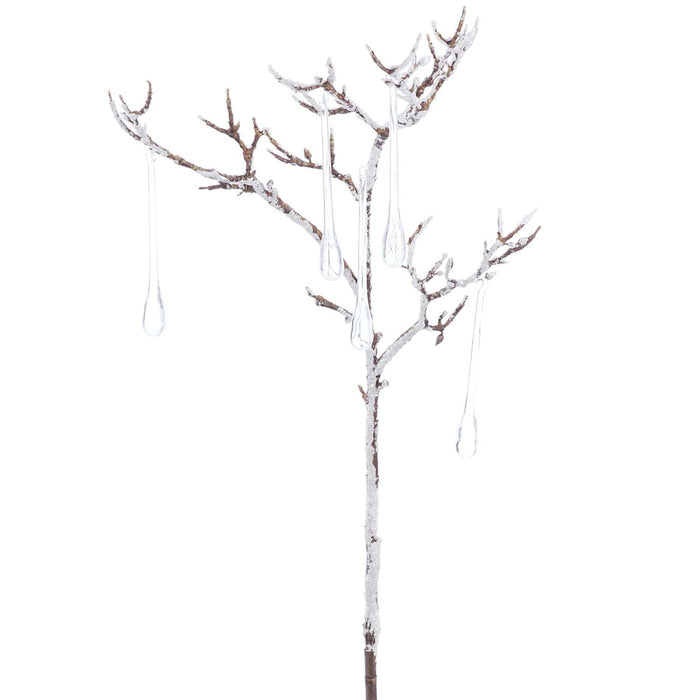 45" Hanging Beaded Teardrop Artificial Stem -Clear/White (Pack of 6) - XAQ205-CW/WH