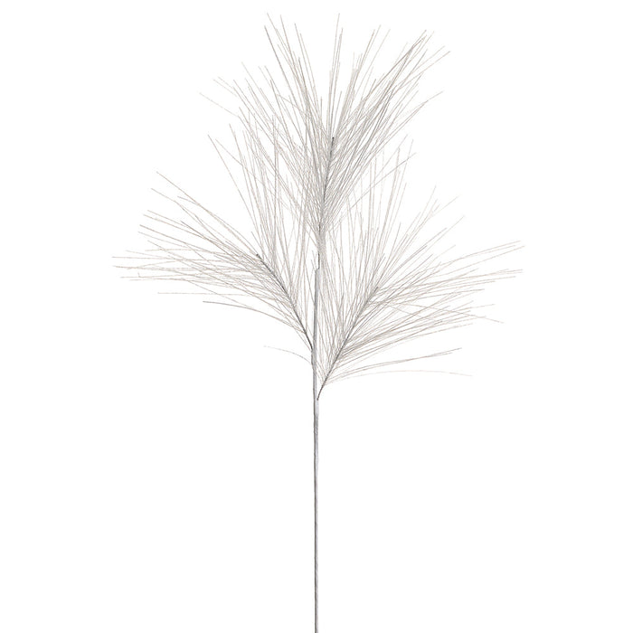 34" Glittered Artificial Long Needle Pine Stem -White/Iridescent (Pack of 12) - XAQ221-WH/IR