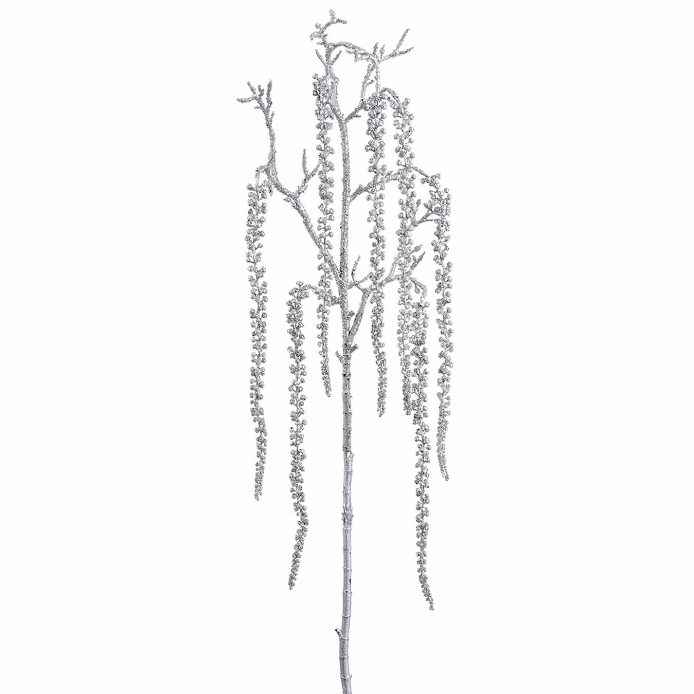 43" Hanging Beaded Artificial Sedum Stem -Silver (Pack of 6) - XAQ235-SI