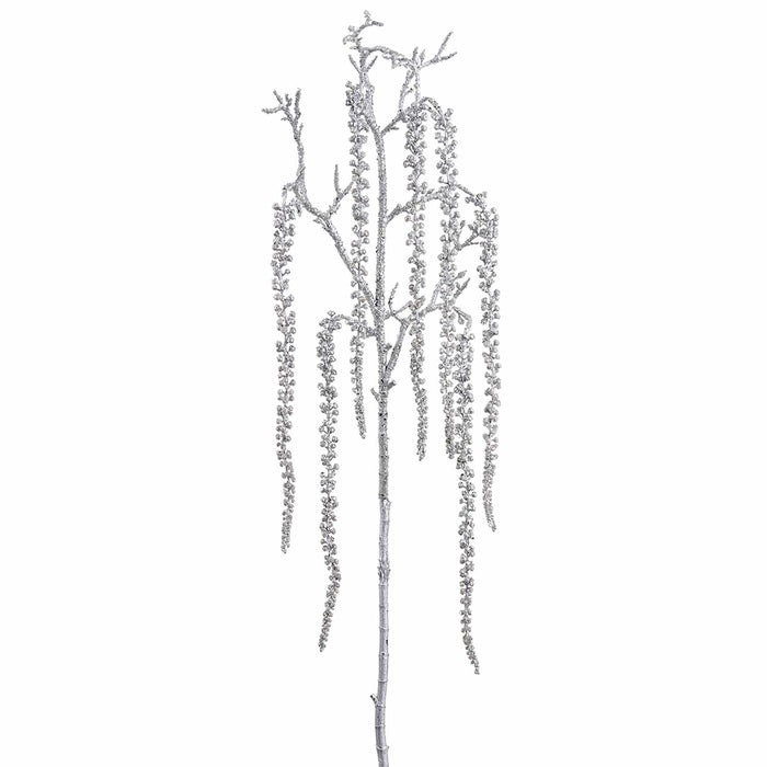 43" Hanging Beaded Artificial Sedum Stem -Silver (Pack of 6) - XAQ235-SI
