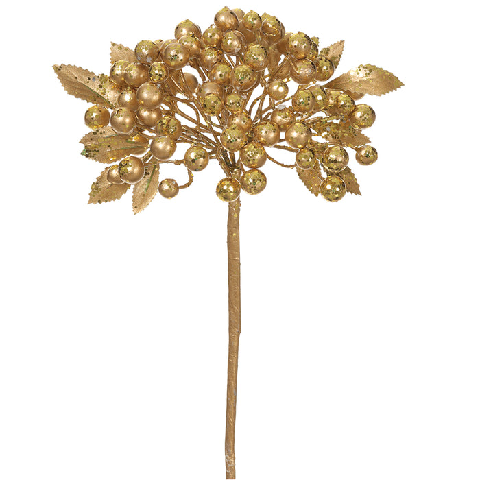 12.5" Metallic Artificial Berry Stem -Gold (Pack of 12) - XAQ278-GO