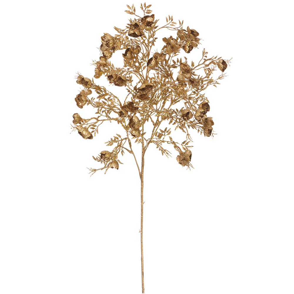 33.5" Metallic Artificial Wild Rose Flower Stem -Gold (pack of 12) - XAQ316-GO