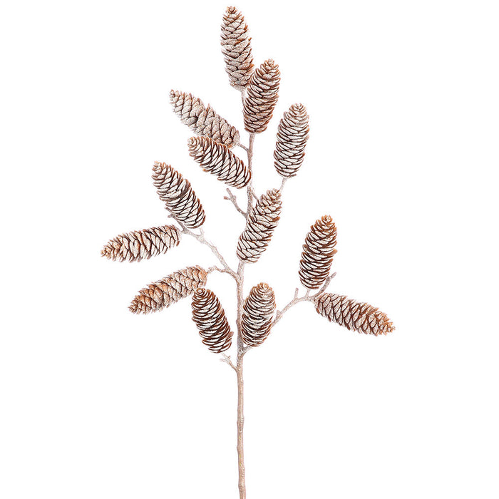 24" Iced Plastic Faux Pinecone Stem -Brown (Pack of 12) - XAQ324-BR