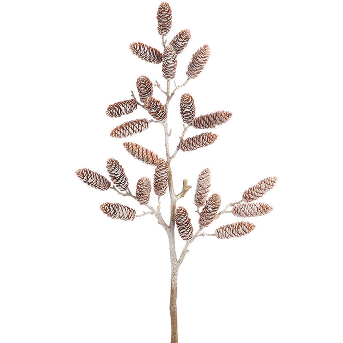 36" Iced Plastic Faux Pinecone Stem -Brown (Pack of 6) - XAQ325-BR