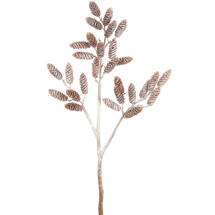 40" Iced Plastic Faux Pinecone Stem -Brown (Pack of 6) - XAQ326-BR
