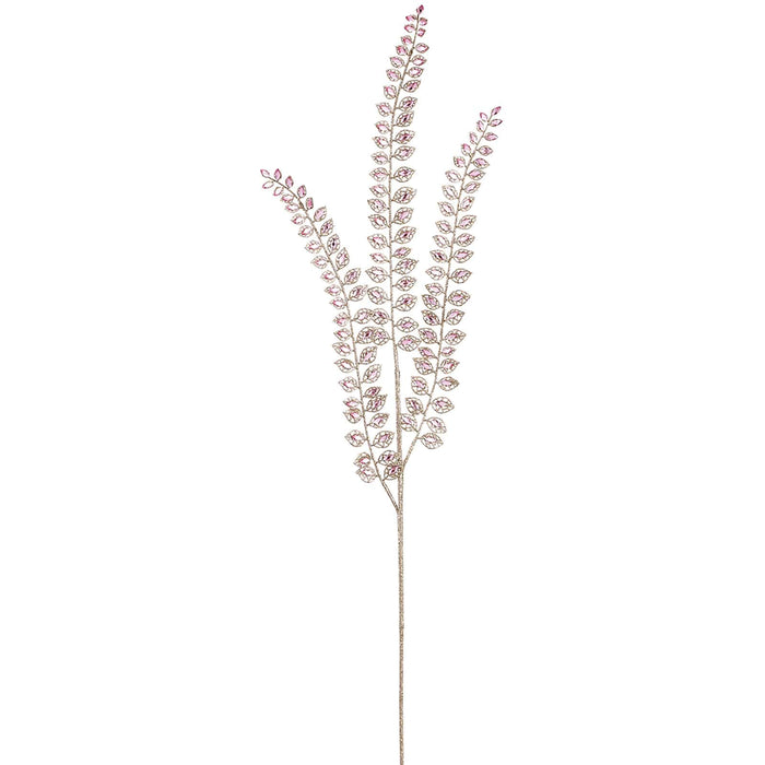 37.5" Rhinestone Artificial Leaf Stem -Pink (Pack of 12) - XAQ365-PK