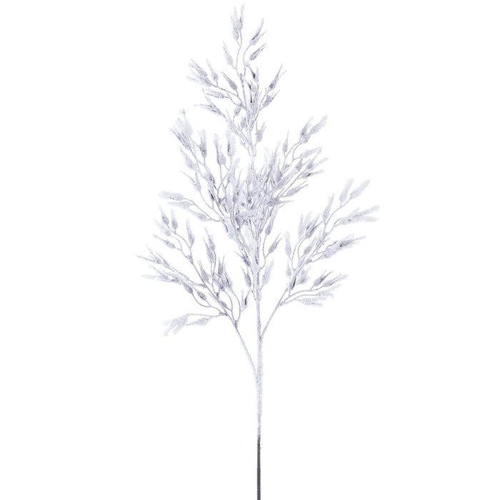 36" Flocked Artificial Wheat Grass Stem -White (Pack of 12) - XAQ408-WH
