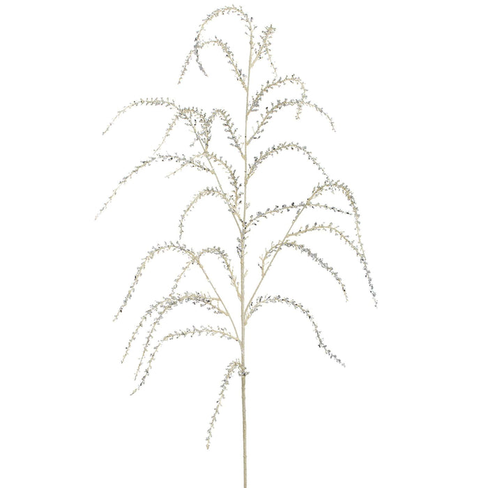 54" Hanging Glittered Faux Amaranthus Flower Stem -Silver (Pack of 12) - XAQ431-SI