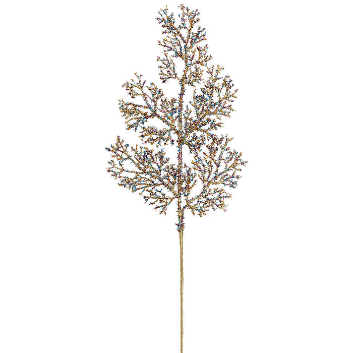 21" Glittered Artificial Coral Twig Stem -Peacock (Pack of 12) - XAQ446-PC