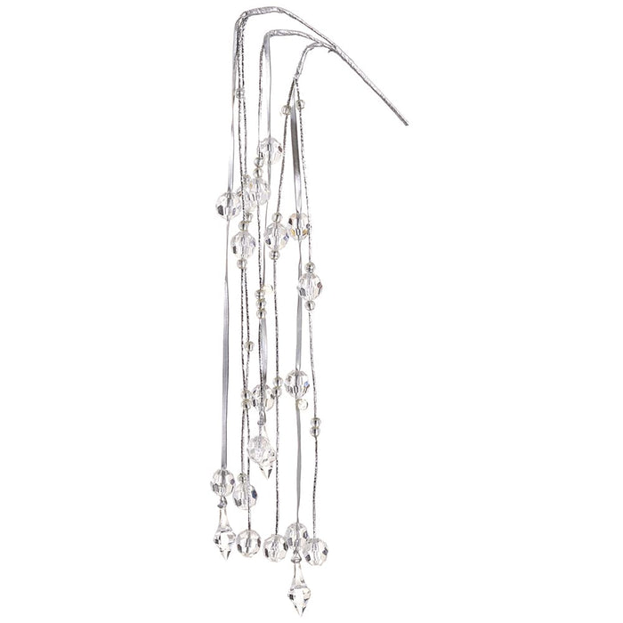 22" Hanging Beaded Faux Crystal Drop Stem -Silver (Pack of 12) - XAQ522-SI