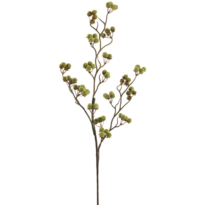 35" Artificial Pompon Berry Stem -Green (Pack of 12) - XAQ523-GR