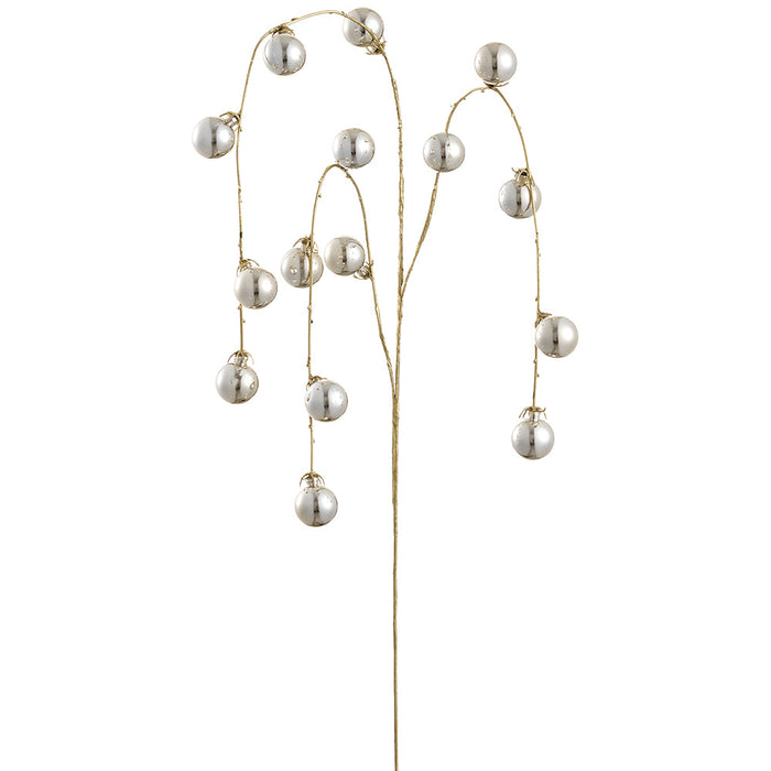 36.5" Hanging Plastic Ball Artificial Stem -Champagne (Pack of 12) - XAQ533-CN