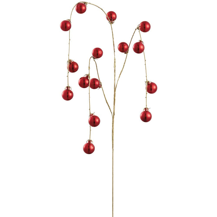 36.5" Hanging Plastic Ball Artificial Stem -Red (Pack of 12) - XAQ533-RE