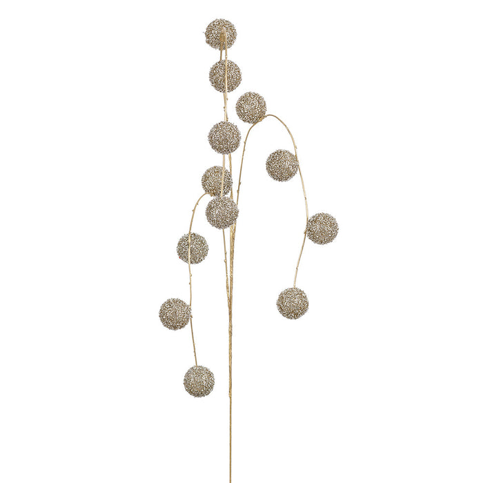 36" Hanging Glittered Ball Artificial Stem -Gold (Pack of 12) - XAQ544-GO