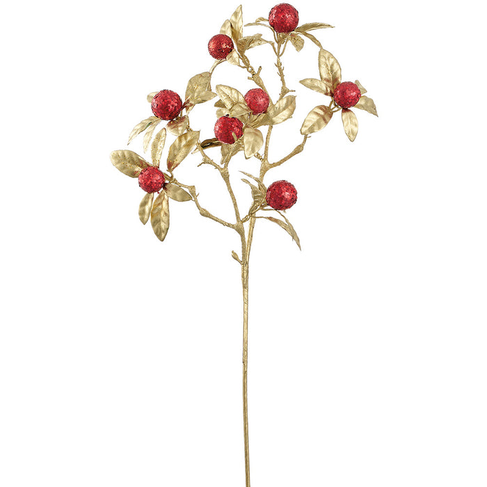 26" Glittered Artificial Berry Stem -Red (Pack of 12) - XAQ546-RE