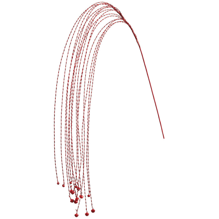 48" Hanging Tinsel Artificial Stem With Jingle Bells -Red (Pack of 12) - XAQ587-RE