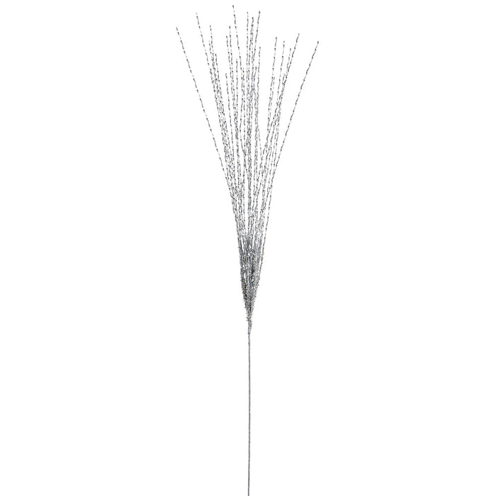 32" Glittered Tinsel Artificial Stem -Silver (Pack of 24) - XAQ588-SI