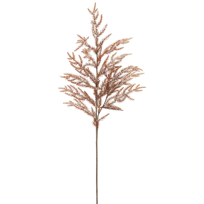 34.5" Beaded & Flocked Artificial Spruce Stem -Brown/White (Pack of 12) - XAQ596-BR/WH
