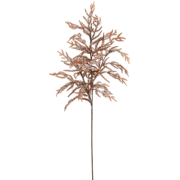 45" Beaded & Flocked Artificial Spruce Stem -Brown/White (Pack of 12) - XAQ597-BR/WH