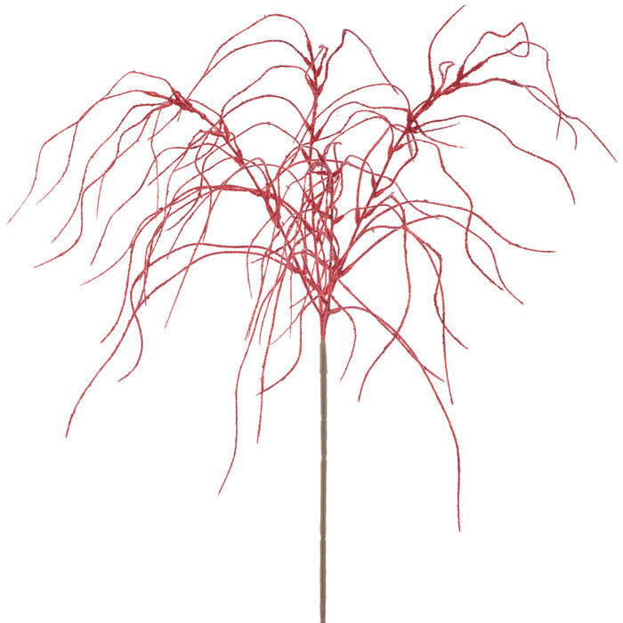 33" Glittered Artificial Grass Stem -Red (Pack of 12) - XAQ606-RE