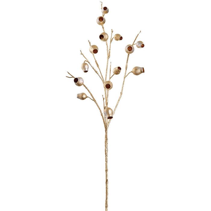 39" Metallic Faux Eucalyptus Leaf Stem -Gold (Pack of 12) - XAQ629-GO