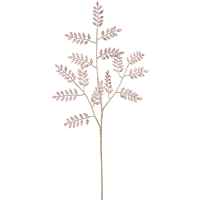 31" Artificial Rhinestone Leaf Stem -Pink (Pack of 12) - XAQ651-PK