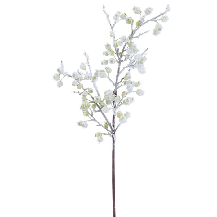 29.5" Snowed Artificial Rosehip Berry Stem -Green (Pack of 12) - XAQ701-GR